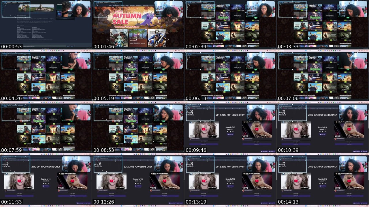 Contact-sheet preview of bigsiskrisxo's Twitch recording