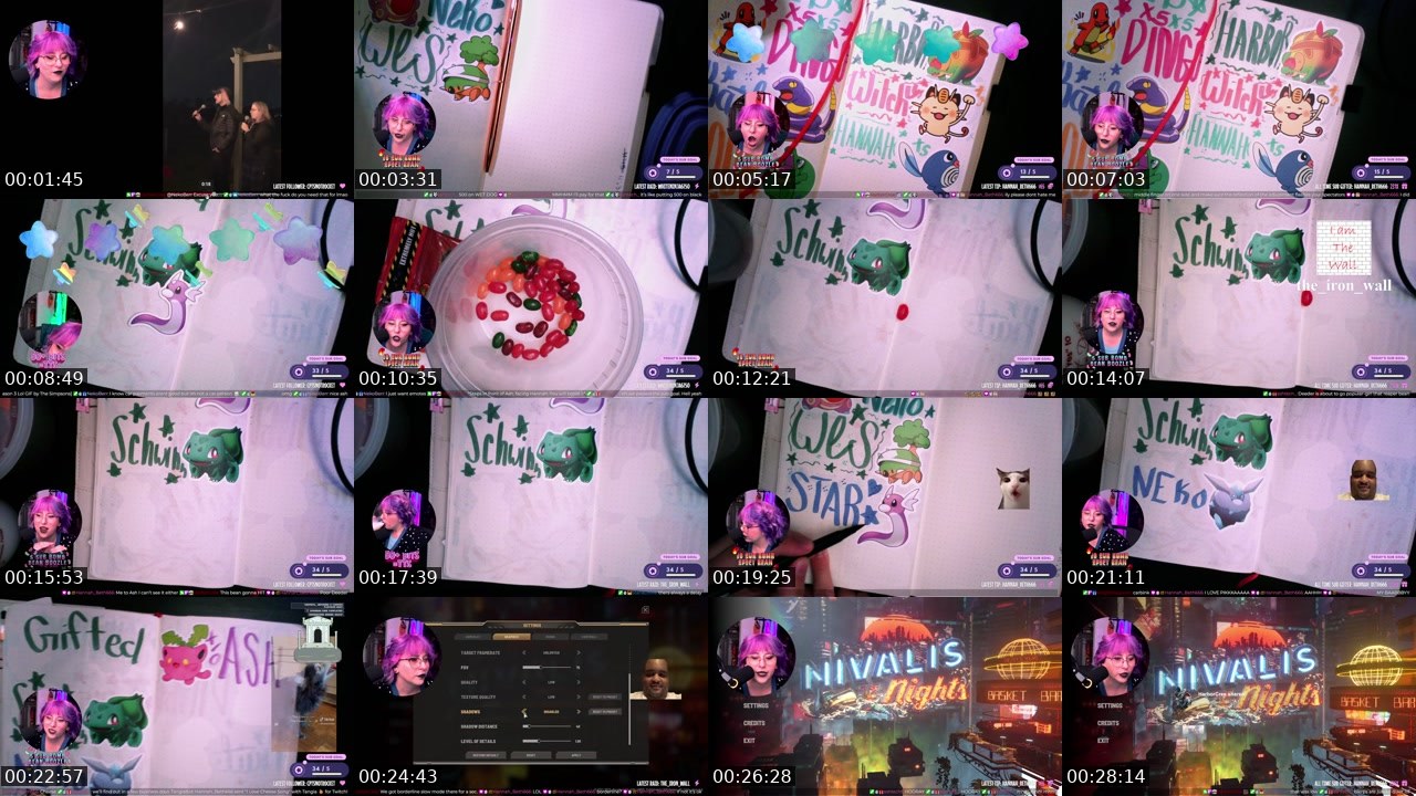 Contact-sheet preview of DeederCakes's Twitch recording