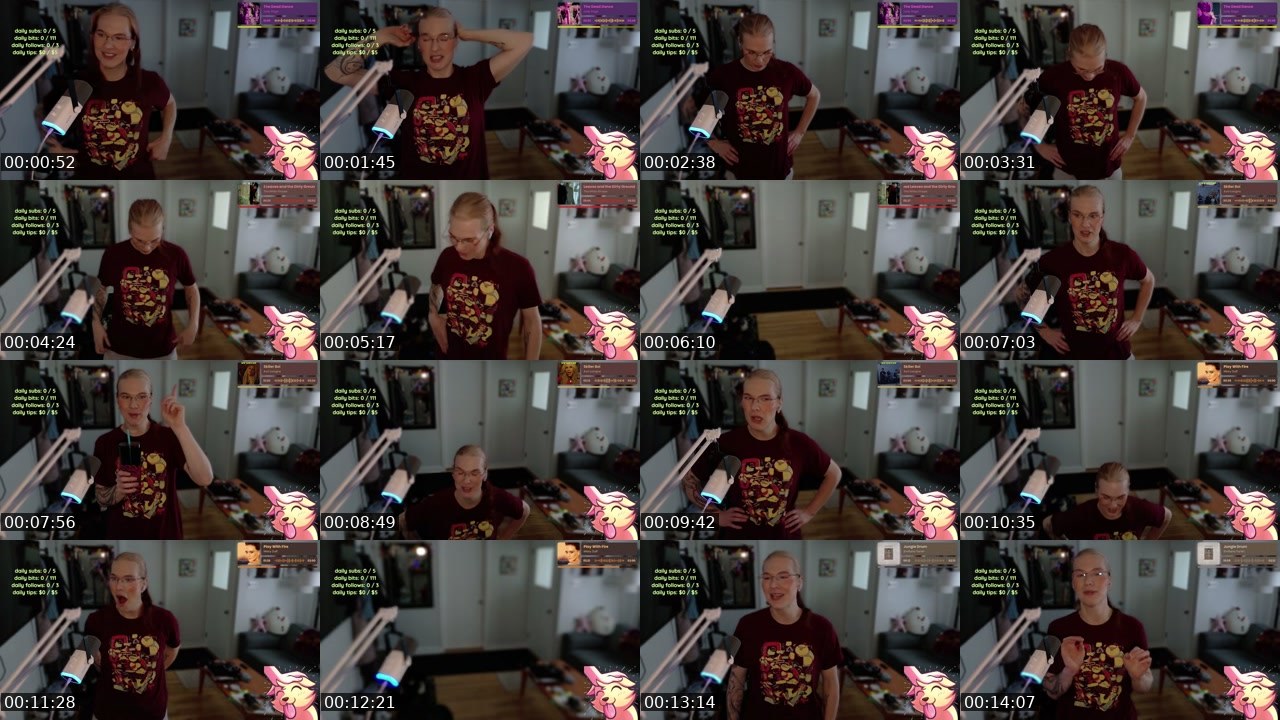 Contact-sheet preview of TheRoxiePop's Twitch recording
