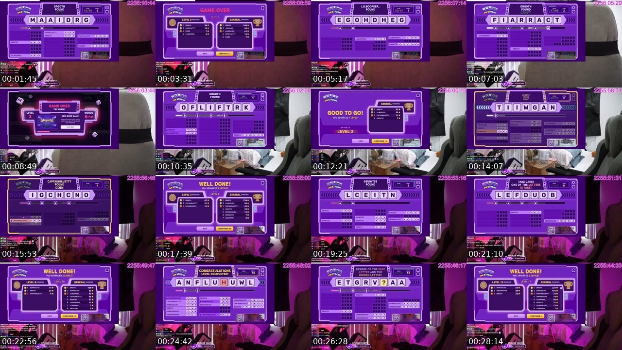 Contact-sheet preview of Emilycc's Twitch recording