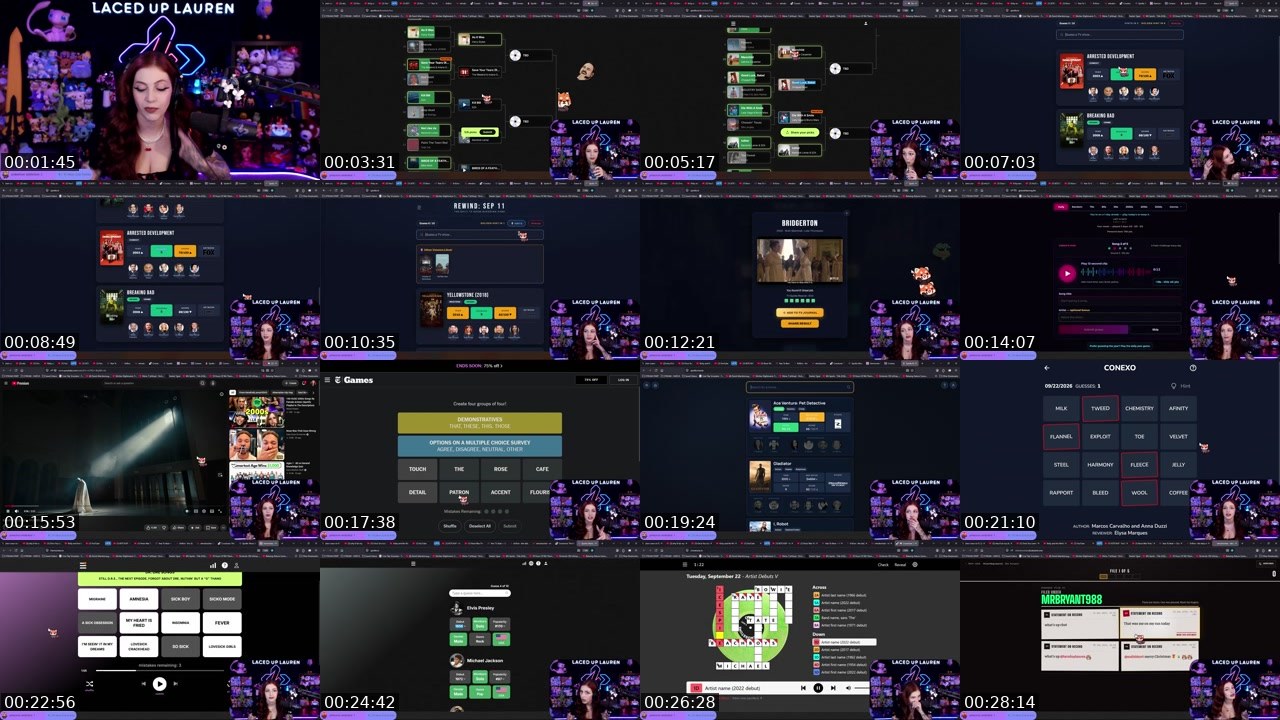 Contact-sheet preview of LacedUpLauren's Twitch recording
