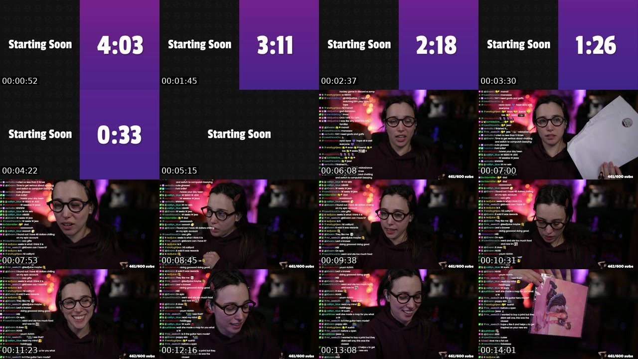 Contact-sheet preview of nikkijustine's Twitch recording