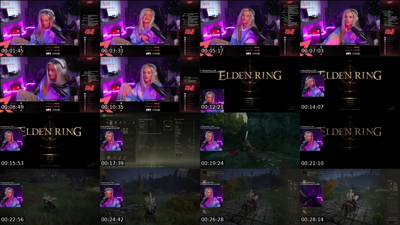 Contact-sheet preview of RosieRiver's Twitch recording