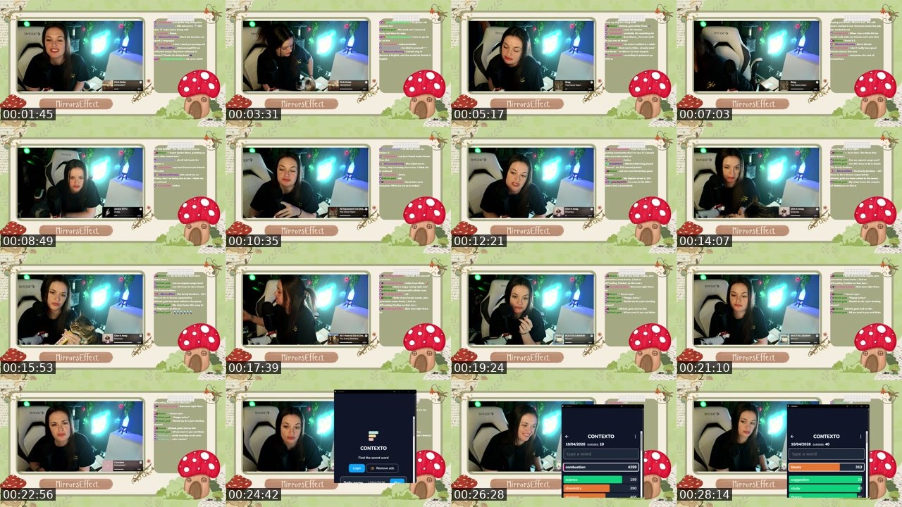 Contact-sheet preview of MirrorsEffect's Twitch recording