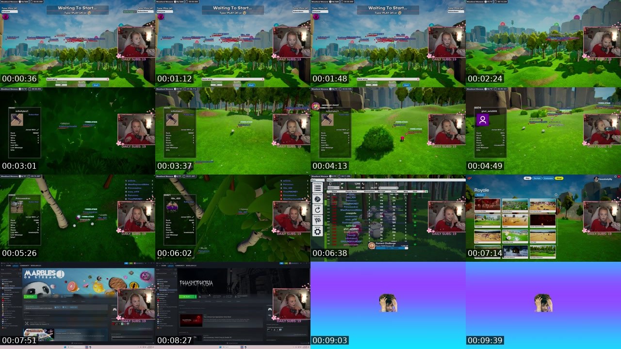 Contact-sheet preview of BossLadyLily's Twitch recording