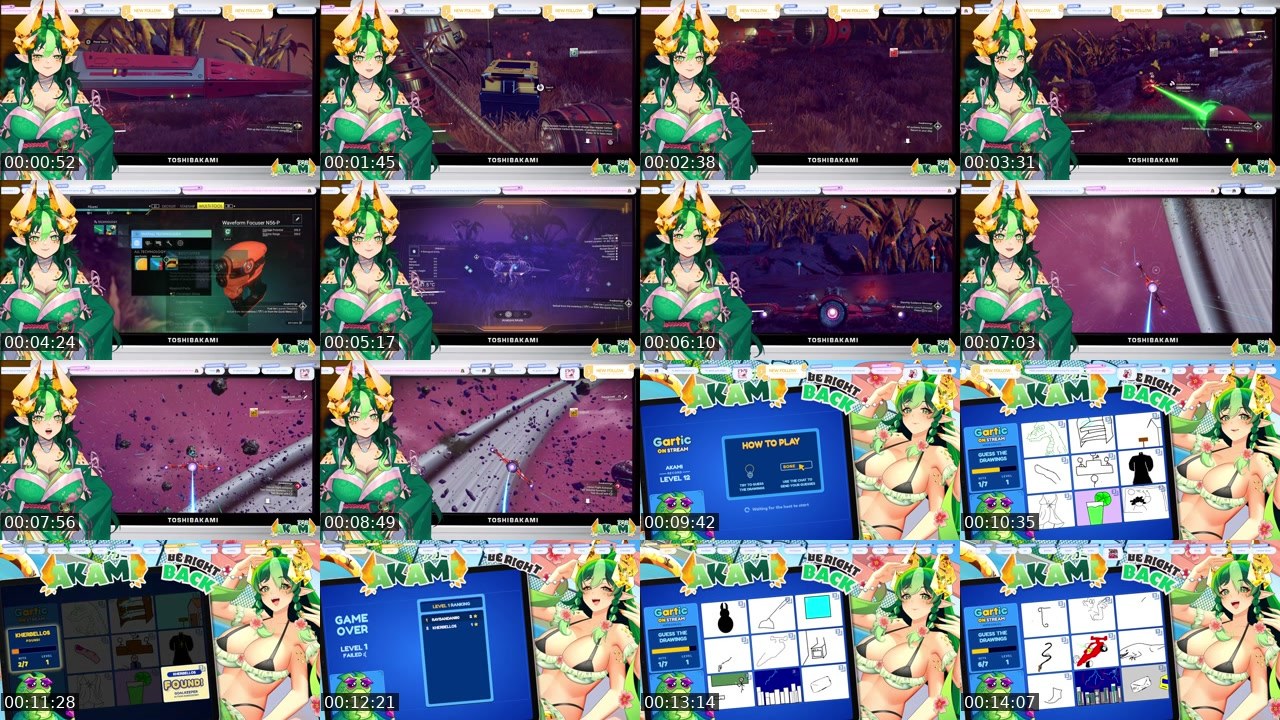 Contact-sheet preview of Akami's Twitch recording