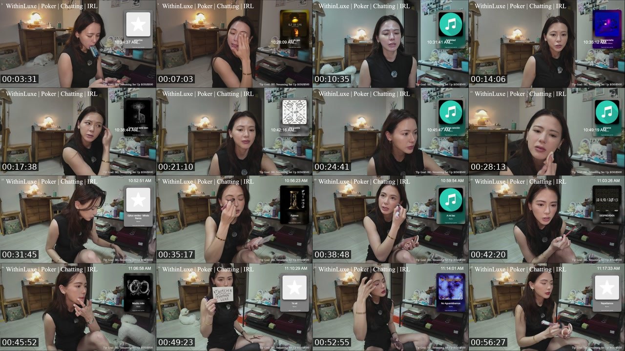 Contact-sheet preview of WithinLuxe's Twitch recording
