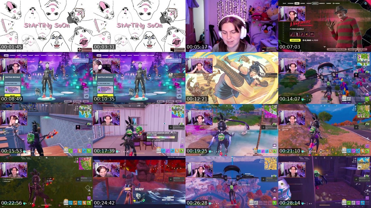 Contact-sheet preview of ilovecapybarasssss's Twitch recording