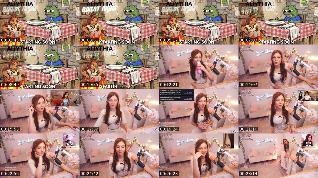Contact-sheet preview of Aliythia's Twitch recording