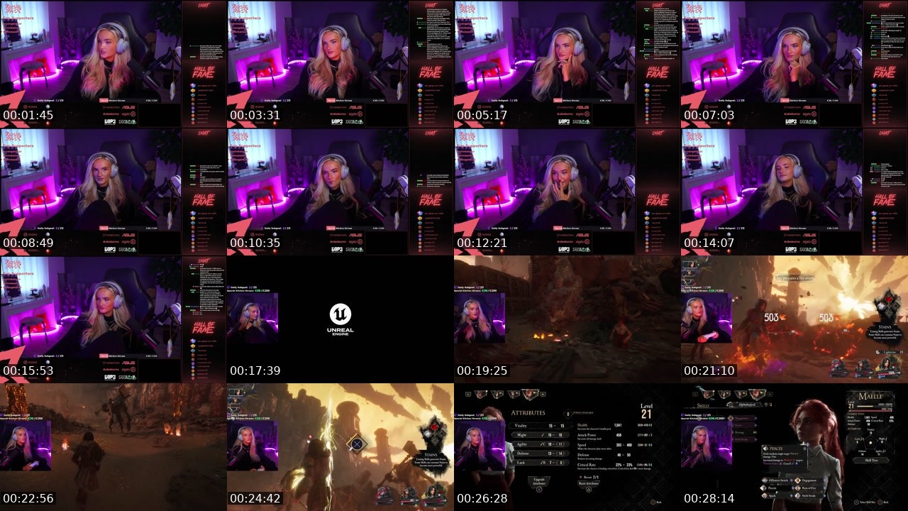 Contact-sheet preview of RosieRiver's Twitch recording