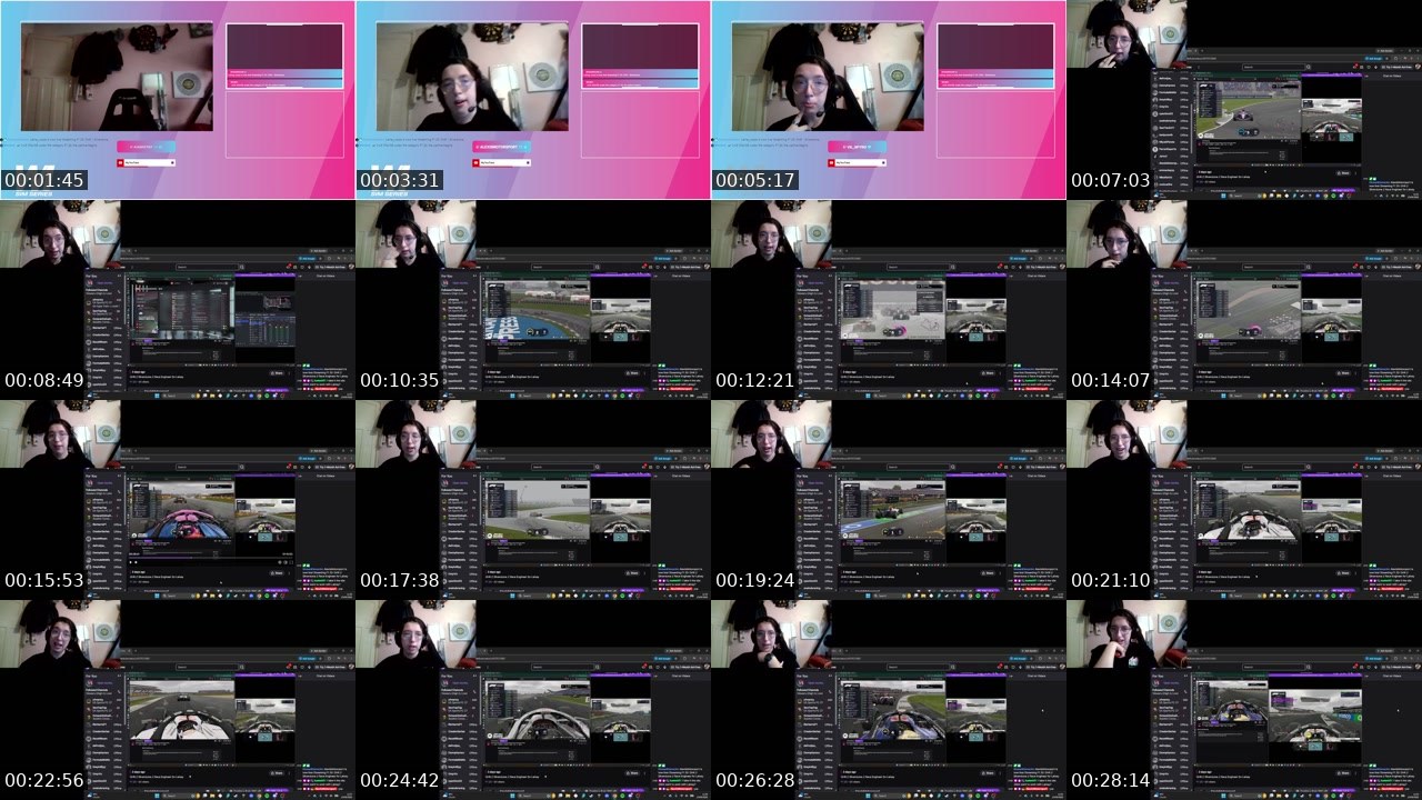 Contact-sheet preview of Lainey_races's Twitch recording