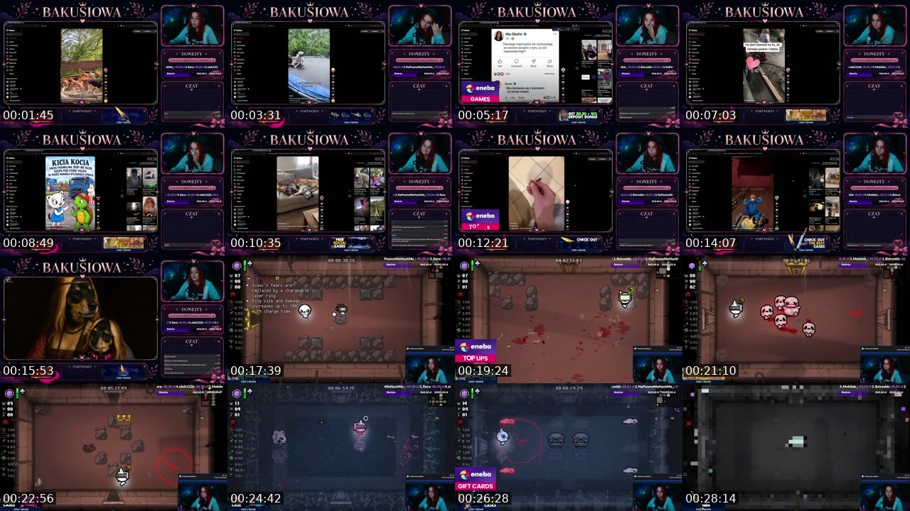 Contact-sheet preview of Bakusiowa's Twitch recording