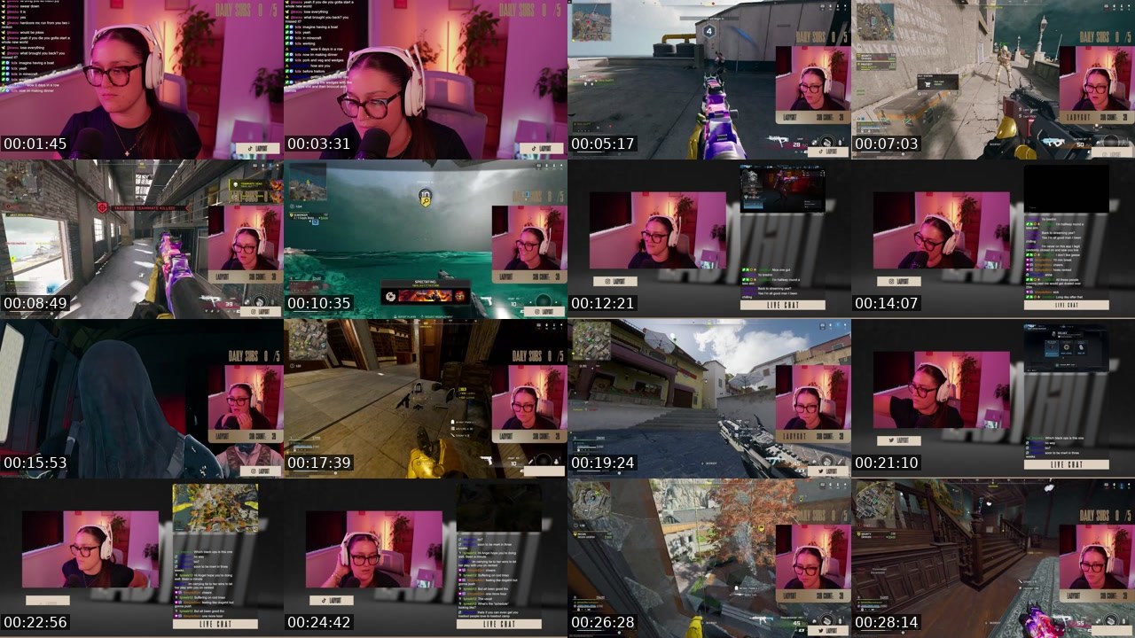 Contact-sheet preview of LadyGut's Twitch recording