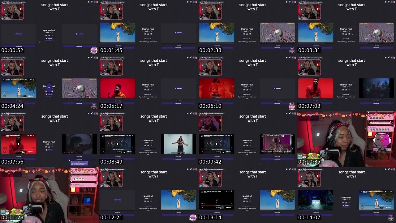 Contact-sheet preview of CakeyBabyx's Twitch recording