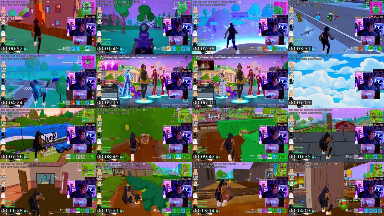Contact-sheet preview of Cameowz's Twitch recording