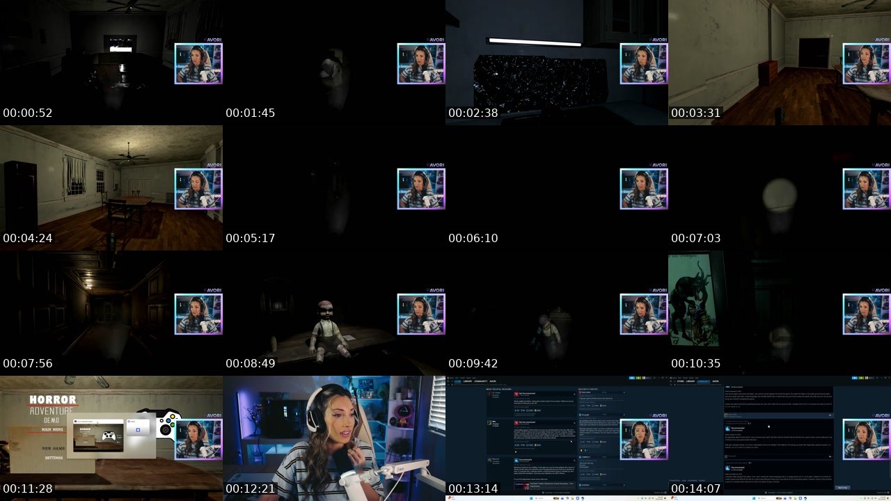 Contact-sheet preview of Avori's Twitch recording