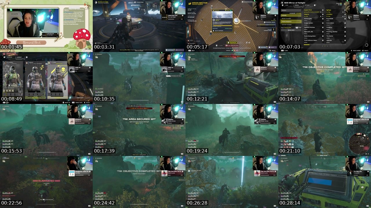 Contact-sheet preview of MirrorsEffect's Twitch recording