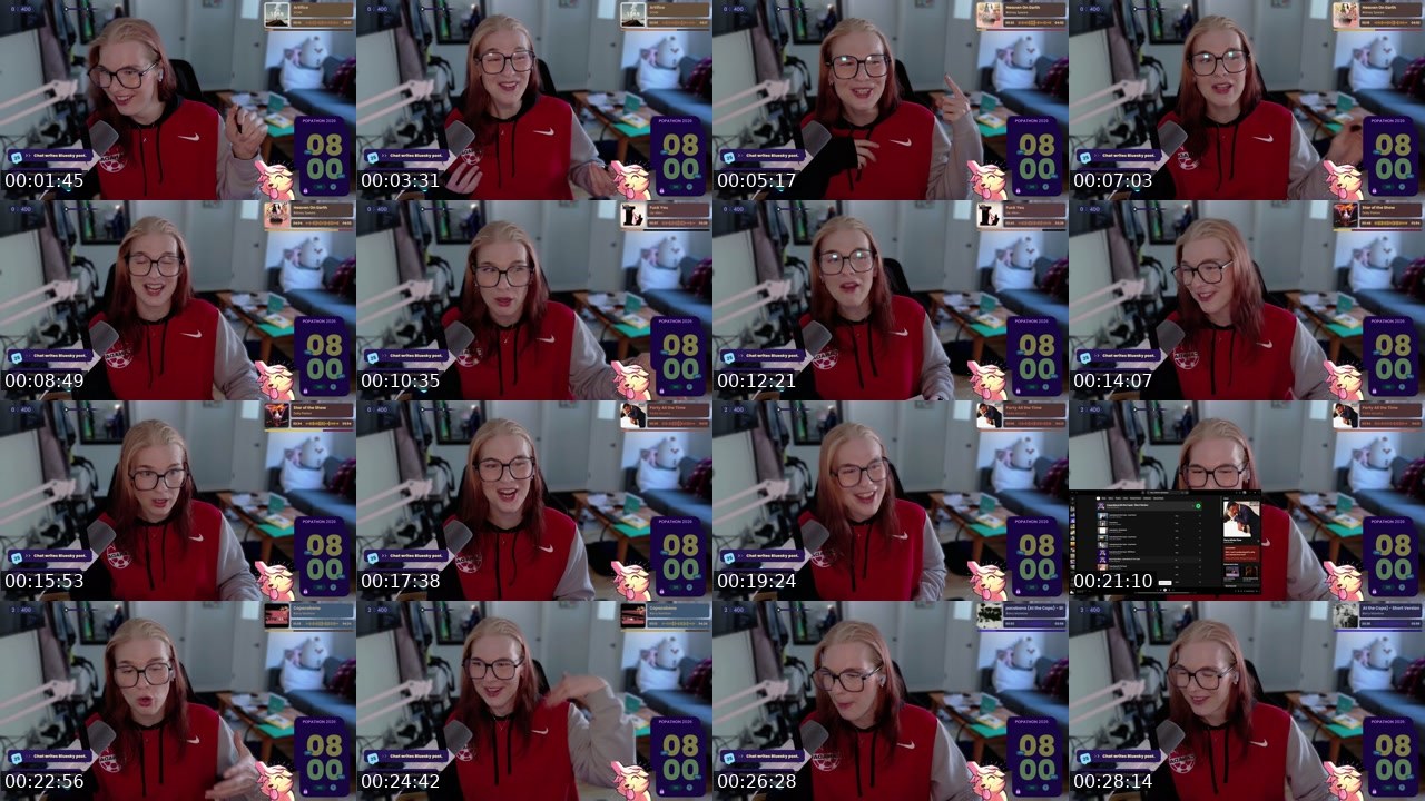 Contact-sheet preview of TheRoxiePop's Twitch recording