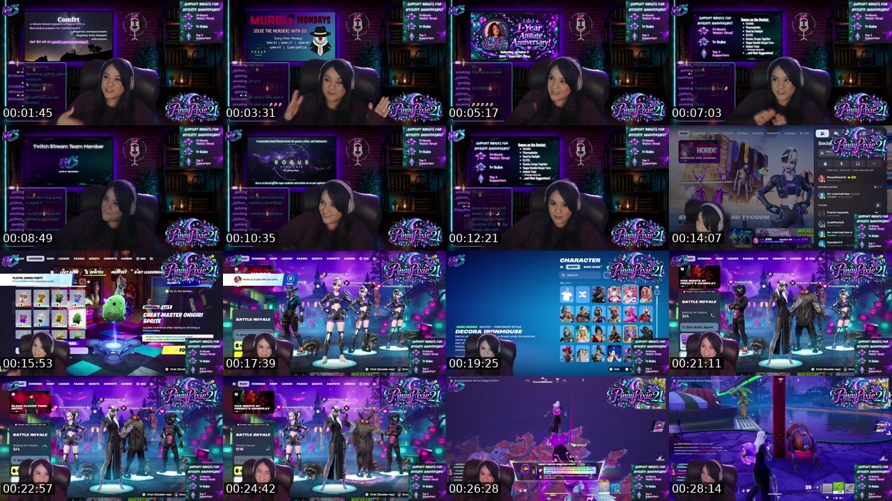 Contact-sheet preview of PinayPixie21's Twitch recording