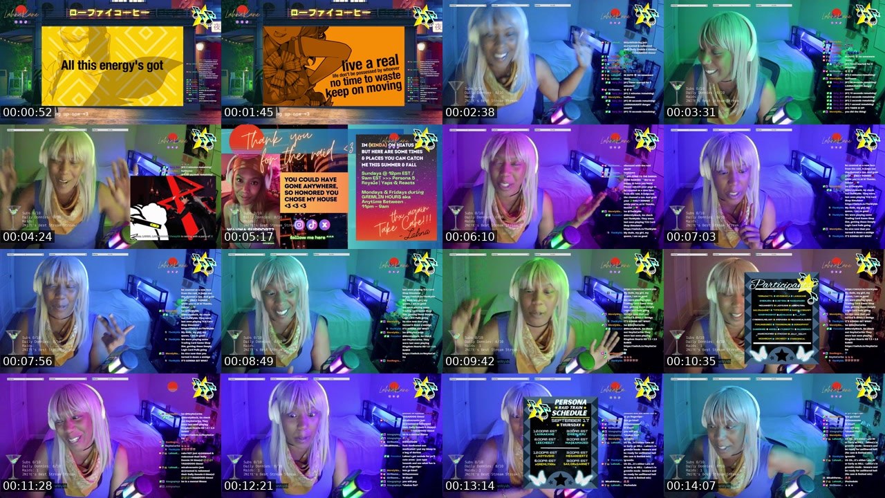 Contact-sheet preview of LahnaKane's Twitch recording