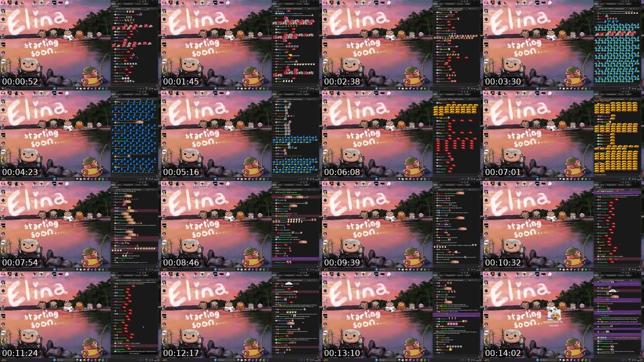 Contact-sheet preview of Elina's Twitch recording