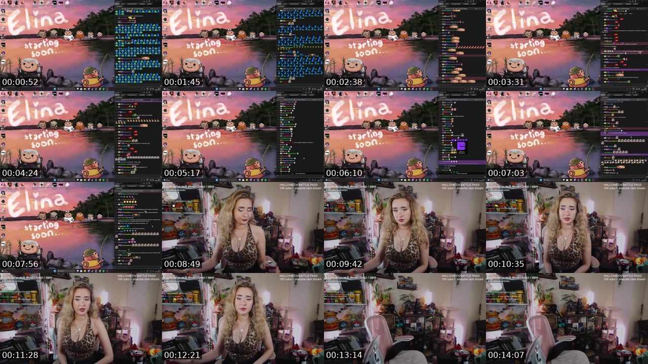 Contact-sheet preview of Elina's Twitch recording