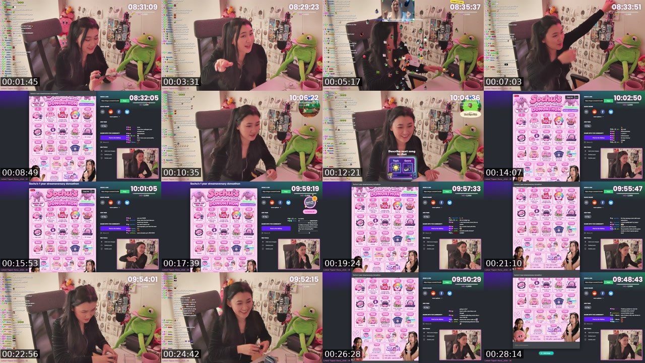 Contact-sheet preview of Soochu's Twitch recording