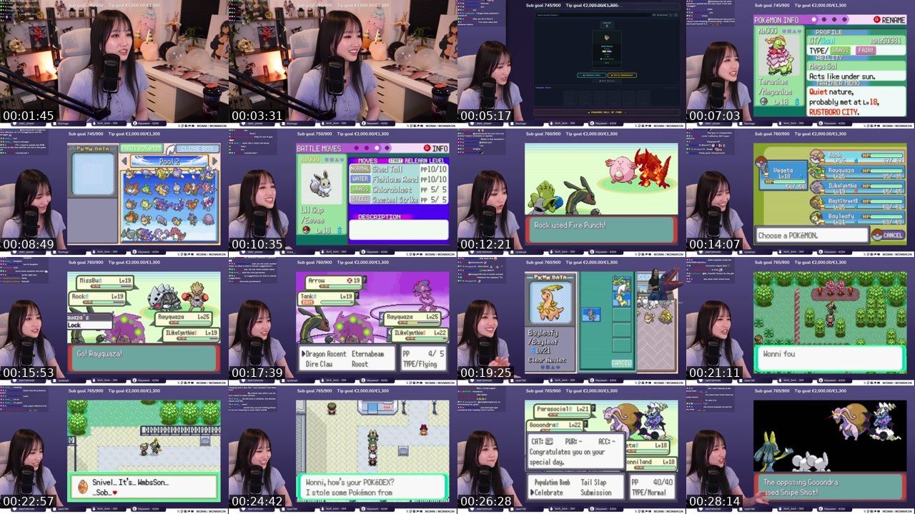 Contact-sheet preview of Wonni's Twitch recording