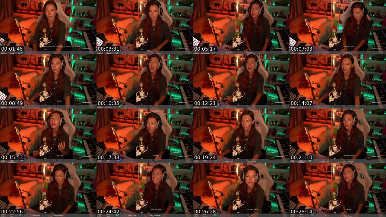 Contact-sheet preview of frecklesmusic's Twitch recording