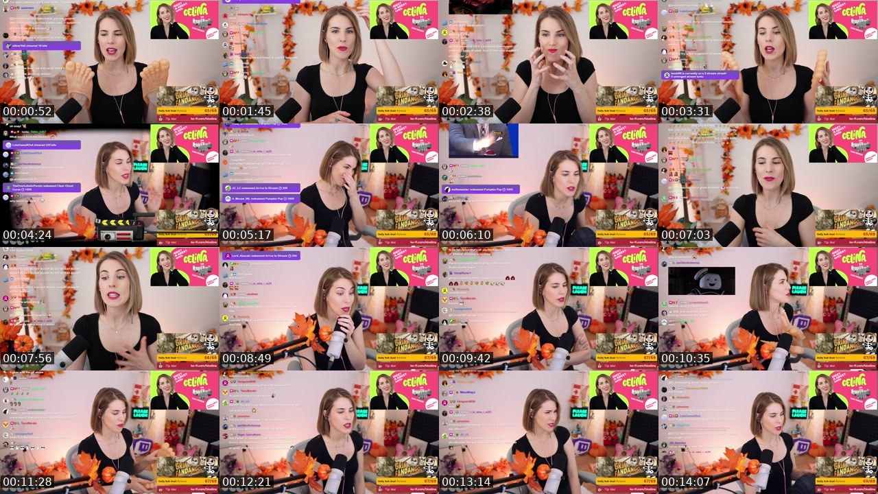 Contact-sheet preview of Celina's Twitch recording
