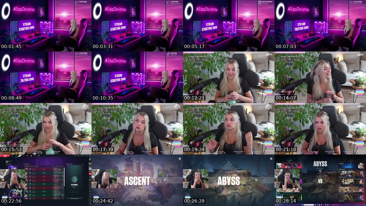 Contact-sheet preview of AlisaChristina's Twitch recording