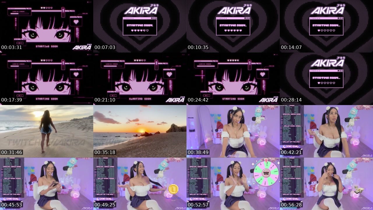 Contact-sheet preview of Akira's Twitch recording