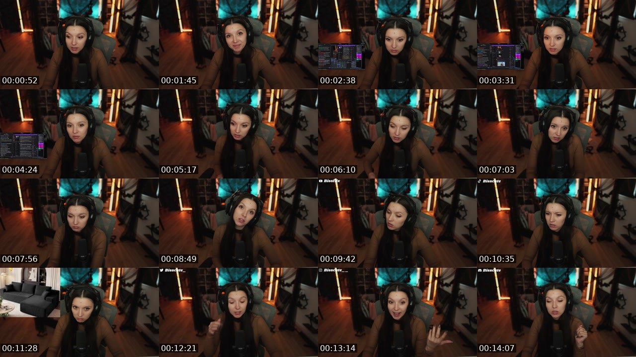 Contact-sheet preview of Bisscute's Twitch recording