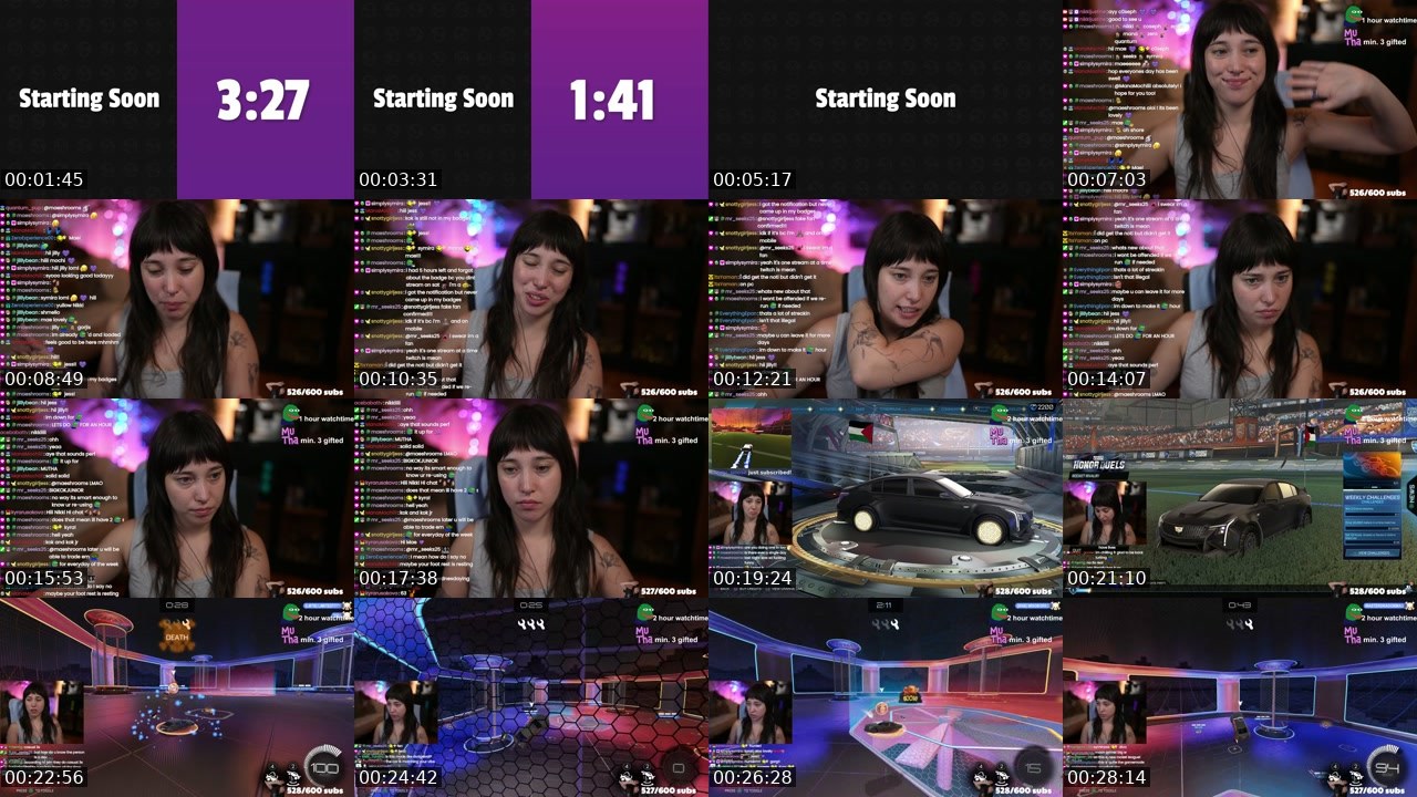 Contact-sheet preview of nikkijustine's Twitch recording