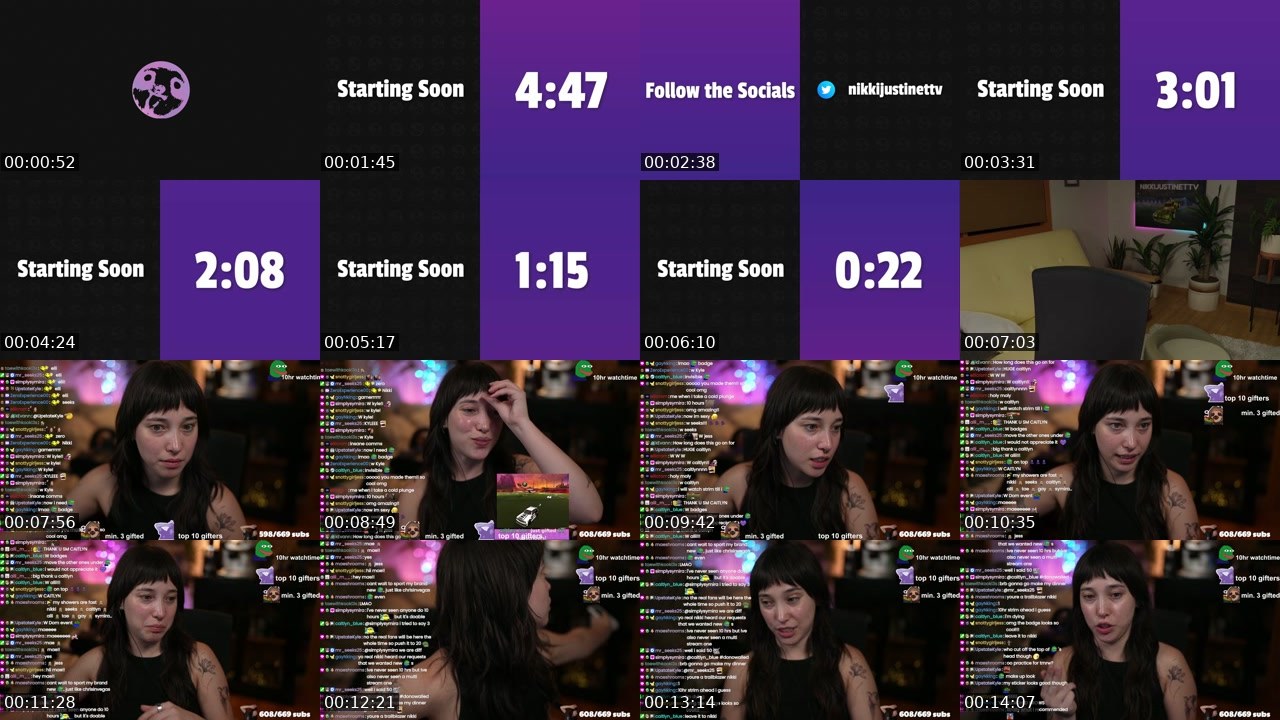 Contact-sheet preview of nikkijustine's Twitch recording