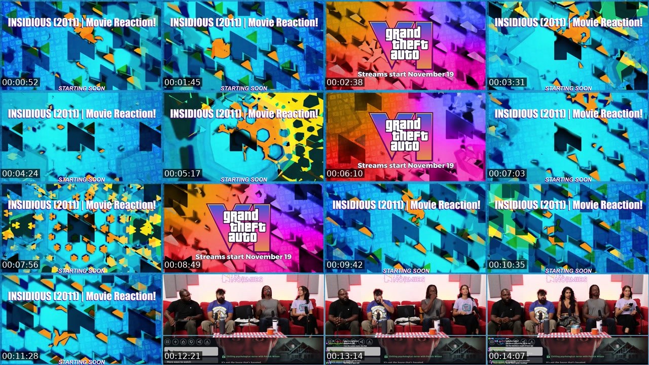 Contact-sheet preview of TheNormiesTV's Twitch recording