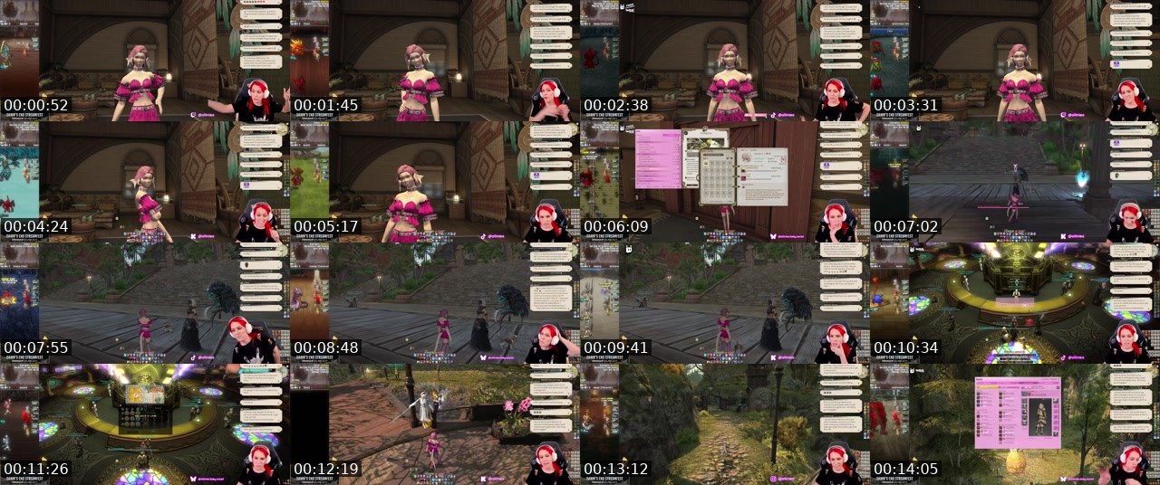 Contact-sheet preview of Alliniea's Twitch recording