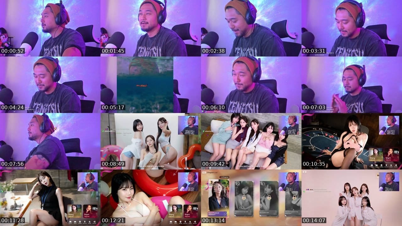 Contact-sheet preview of jiggashow's Twitch recording