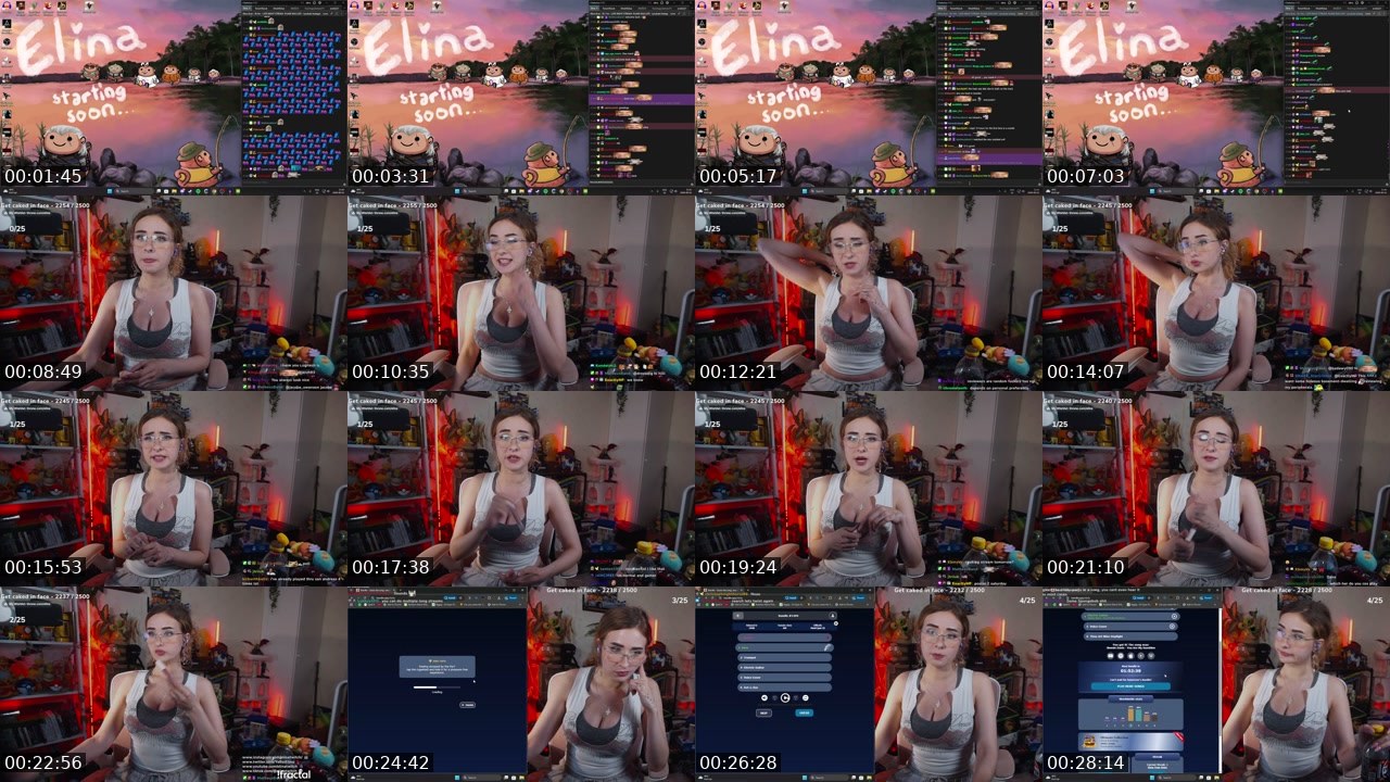 Contact-sheet preview of Elina's Twitch recording