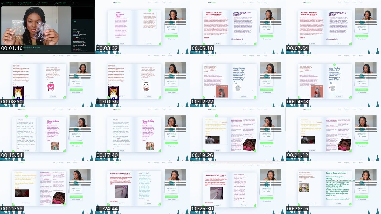 Contact-sheet preview of 00demi's Twitch recording