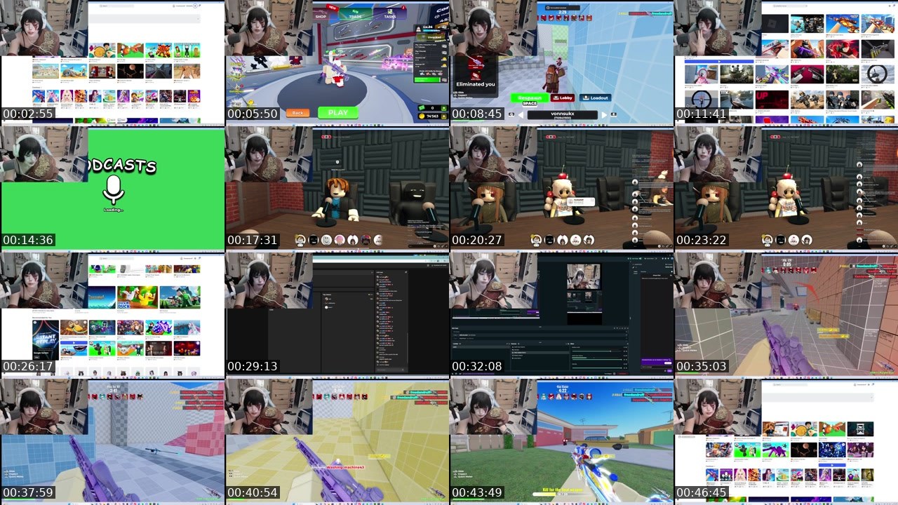 Contact-sheet preview of chickenburgerbaby's Twitch recording
