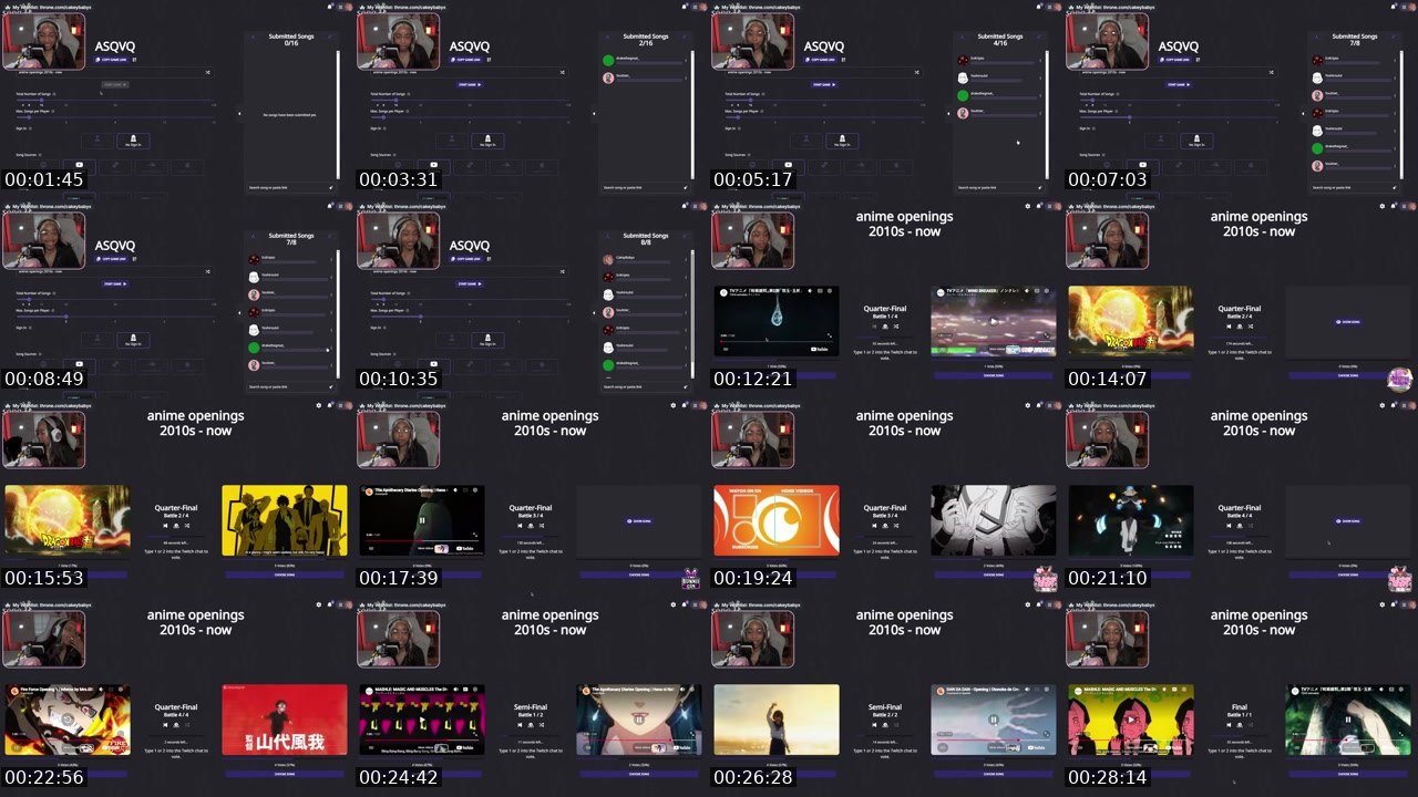 Contact-sheet preview of CakeyBabyx's Twitch recording