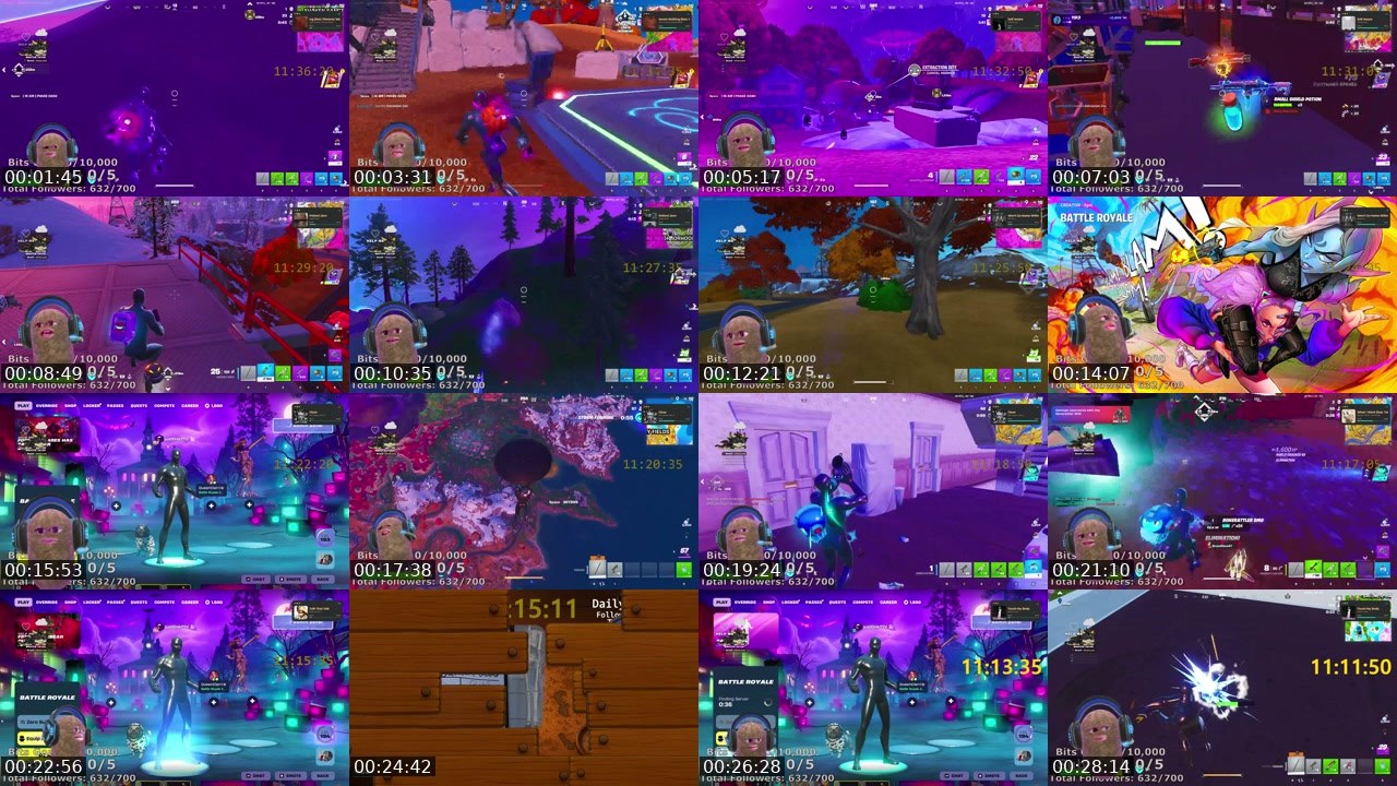 Contact-sheet preview of justOnk's Twitch recording