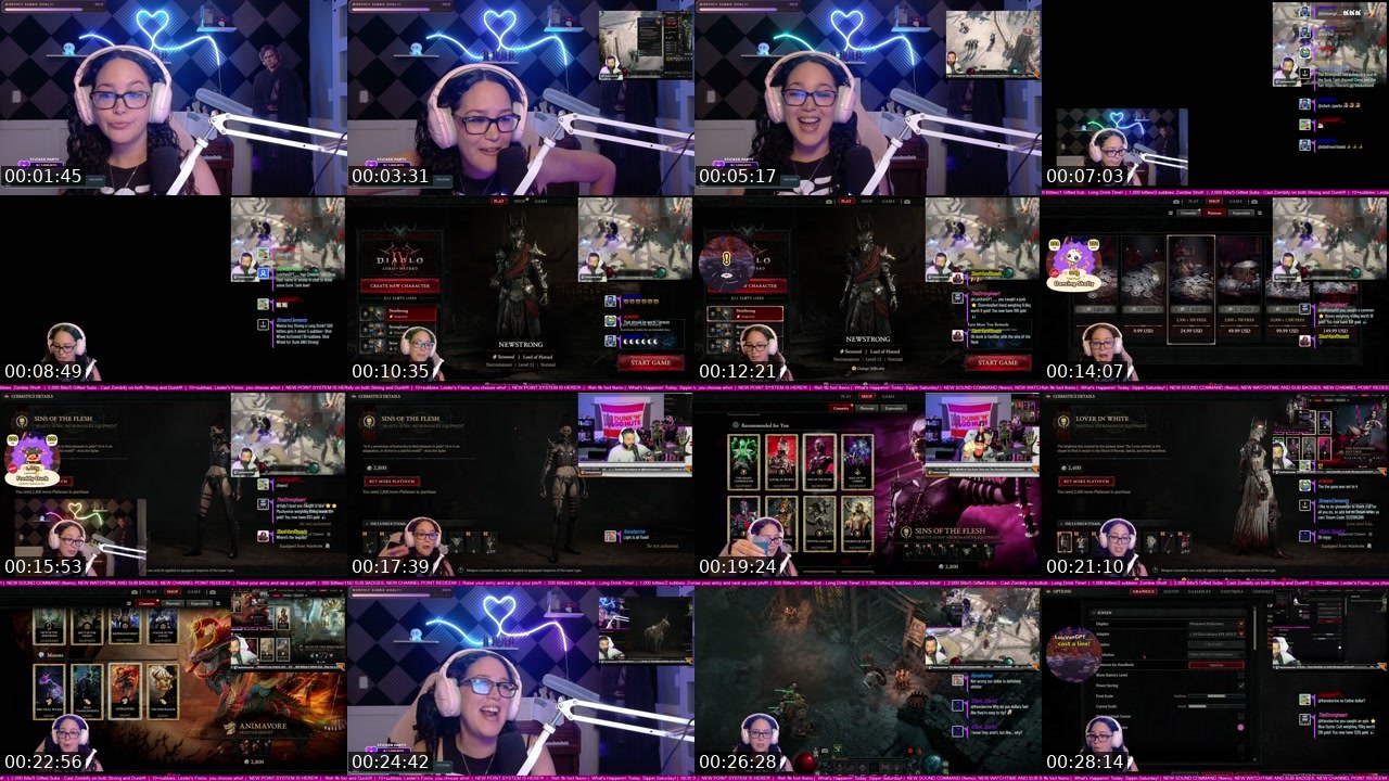 Contact-sheet preview of TheStrongheart's Twitch recording