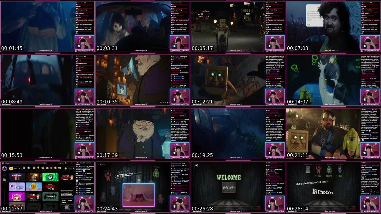 Contact-sheet preview of megbrianne716's Twitch recording