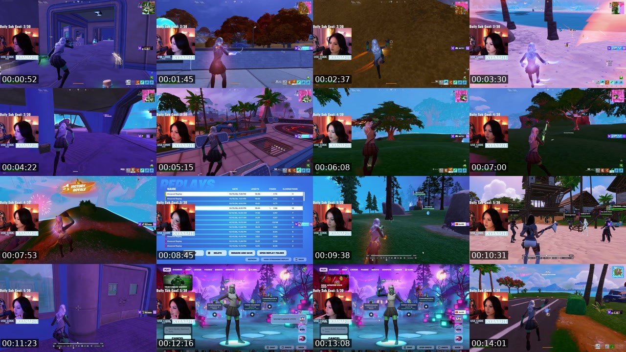 Contact-sheet preview of kyanafit's Twitch recording