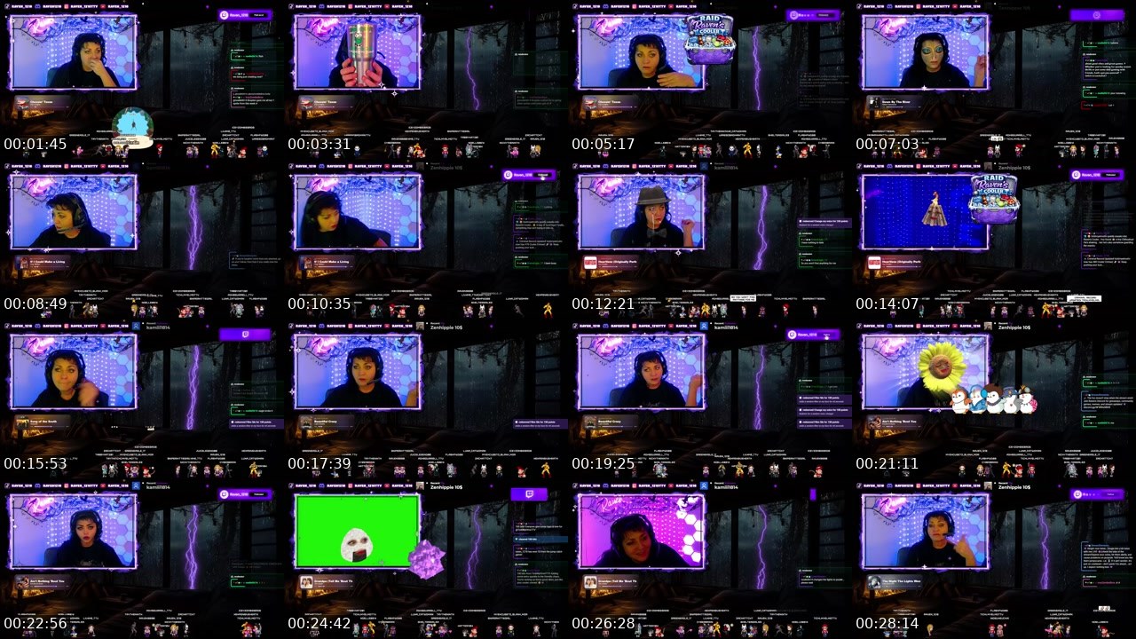 Contact-sheet preview of Raven_1218's Twitch recording