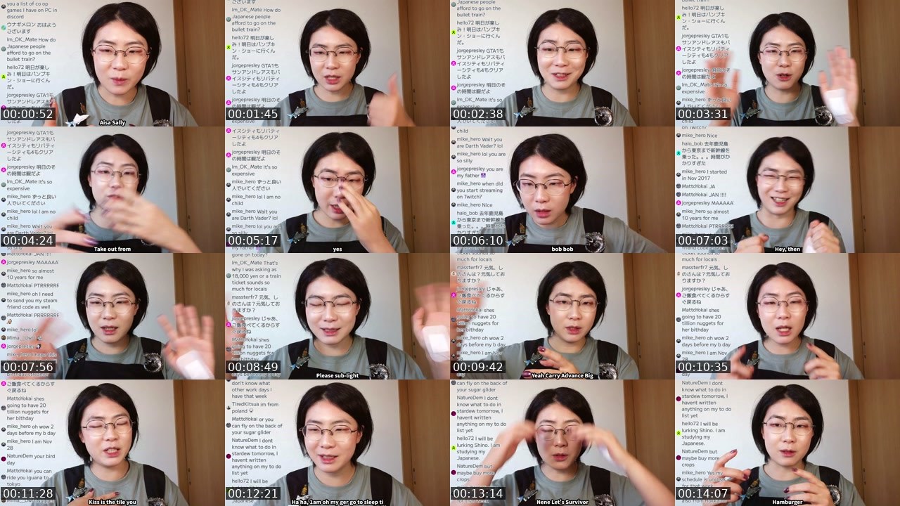 Contact-sheet preview of yoruno_shino's Twitch recording
