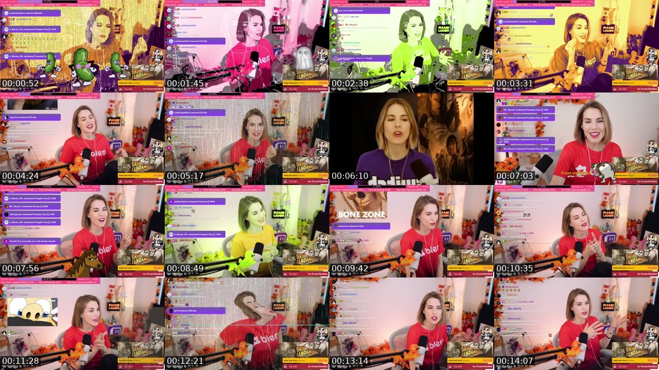 Contact-sheet preview of Celina's Twitch recording