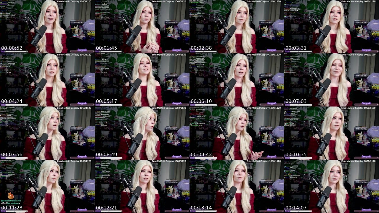 Contact-sheet preview of ClaRawrrXD's Twitch recording